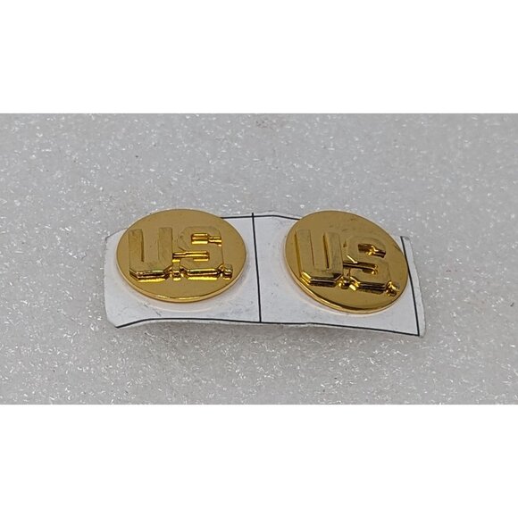 Vintage U.S. Military Collar Insignia Pins Gold Tone Set Of 2 - Picture 1 of 2